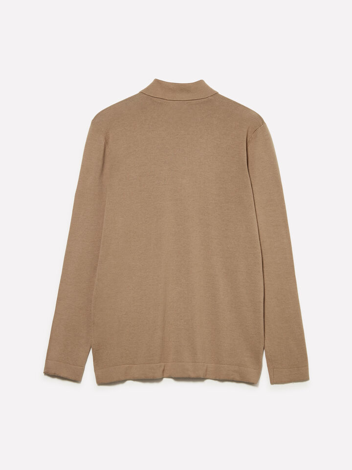 Camel knit polo - men's v-neck sweaters - Camel | Sisley image number 2